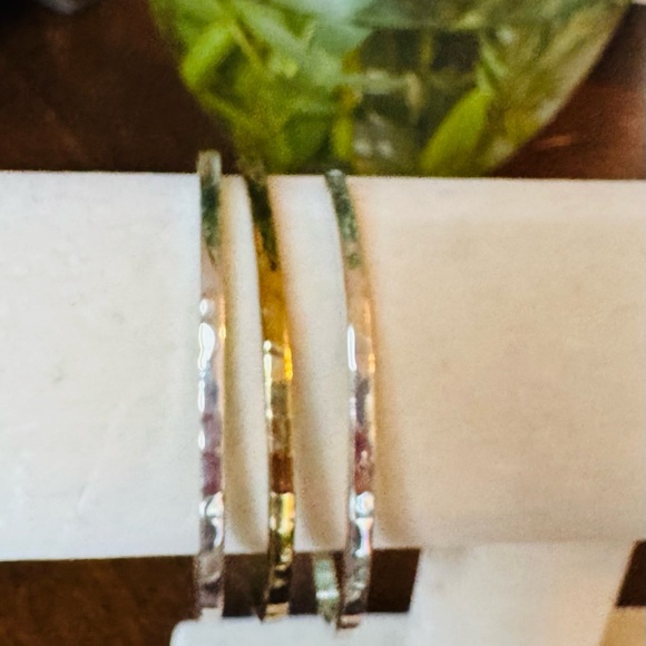 Rustic Cuff Dual-Tone Hammered Bracelets - Picture 2 of 3